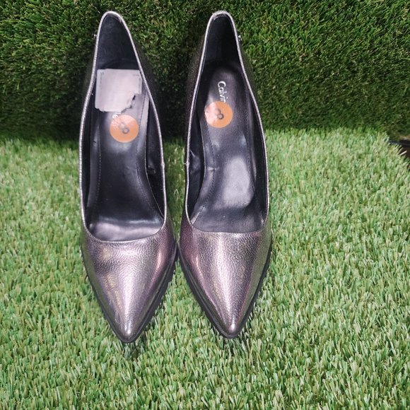 CALVIN KLEIN - Silver Pewter Stiletto Heel Pumps - BRAND NEW - Picture 4 of 4